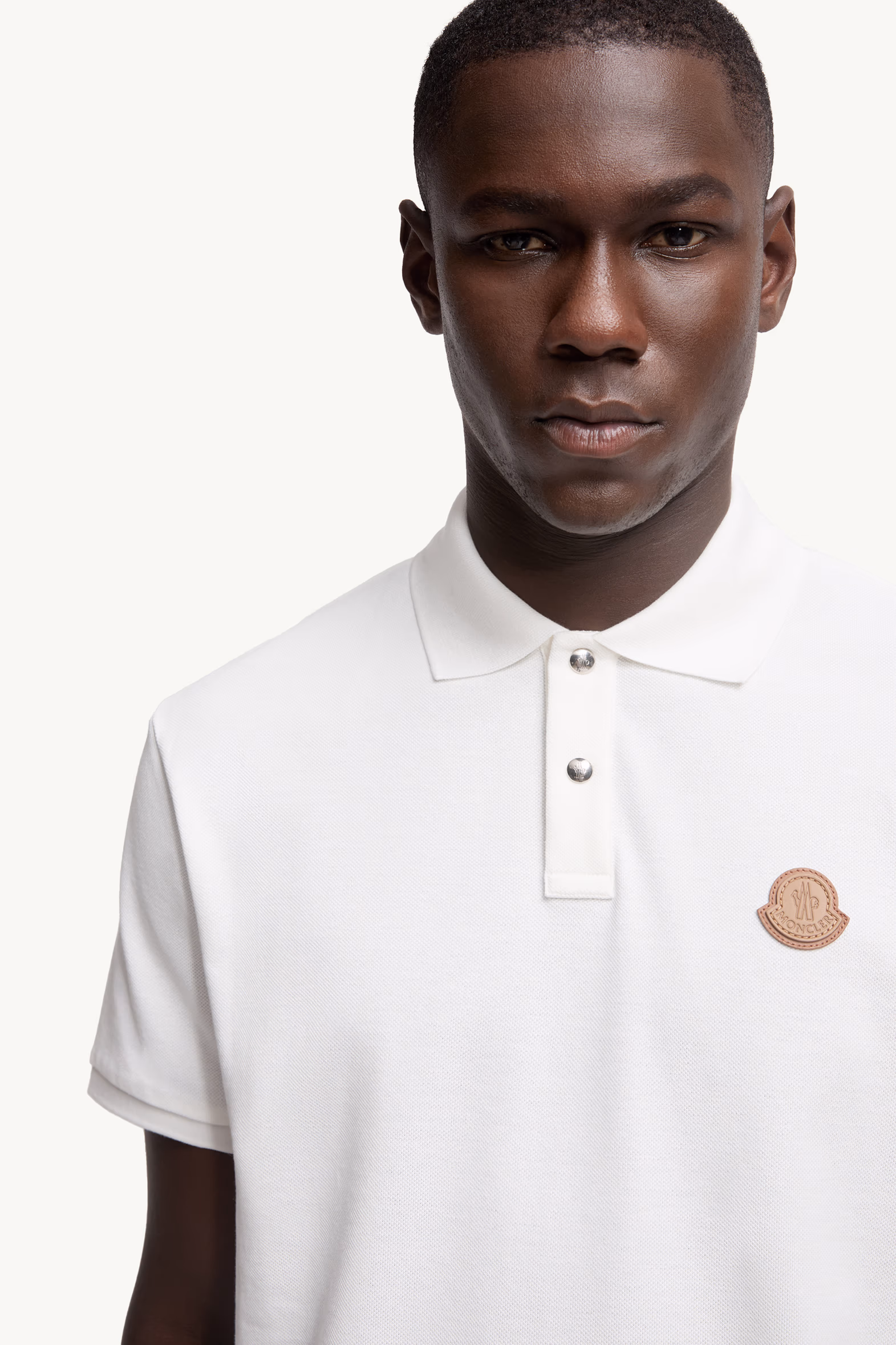 Polo de piqué de algodón con parche con logotipo Hombre Blanco Moncler 6